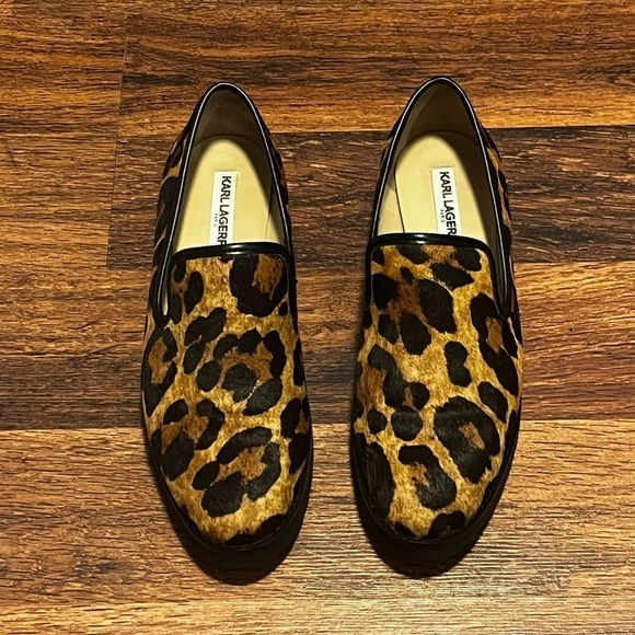 NEW KARL LAGERFELD Paris Leopard Print Calf-Hair Loafers Size 6:5 - Picture 6 of 6